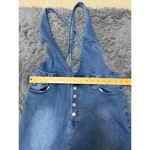 Denim Overall Dress With Pockets & Button Front By Day To Day Size M - Picture 7 of 7